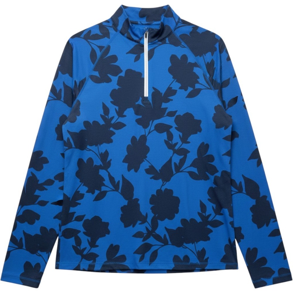 G/Fore G4 Luxe 1/4 Zip Mens LARGE L‎ Racer Blue Navy Floral Golf Pullover NEW